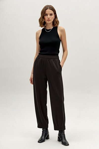 Puane Γυναικείο παντελόνι με ελαστική μέση και σχέδιο καρότου-18276