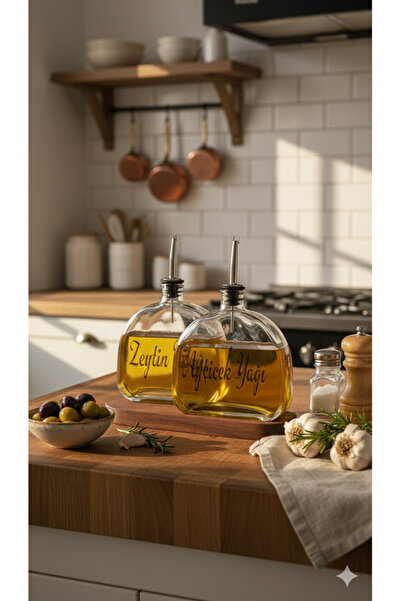 Dia Standlı Cam Yağdanlık Seti 2’li – Akıtmaz Uçlu Zeytinyağı & Ayçiçek Yağı ...