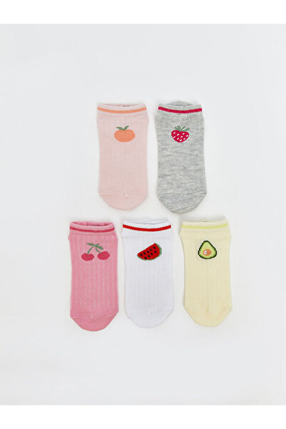 LC Waikiki Nevavm Patterned Girls' Booties Socks with Difference in Color, Pa...