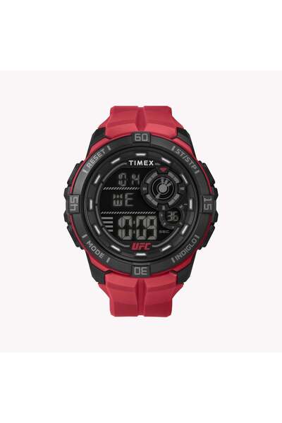 Timex Men's Black Digital Watch, Red Strap | Ufc Rush 52mm