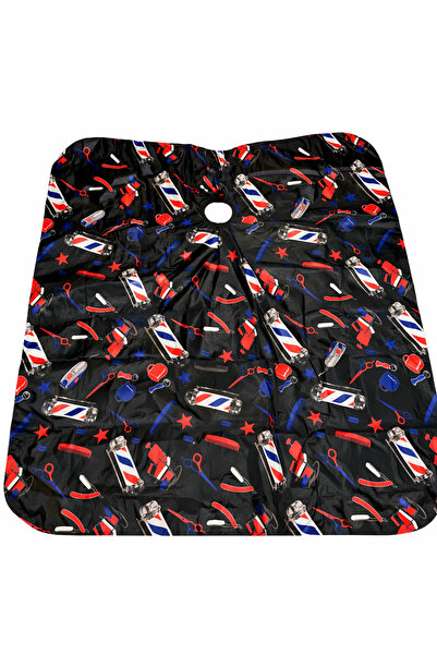OEM Professional Barbershop Cape, waterproof, black with barber print + Gift ...