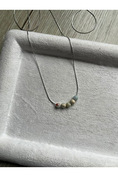 Pel Design Minimal Varisit Stone Steel Necklace Handmade