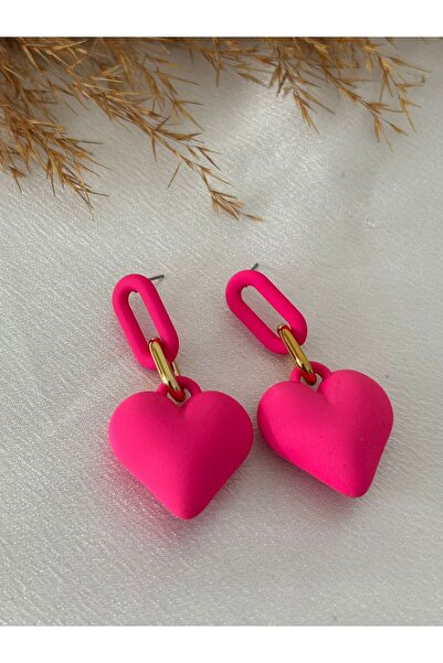 BIJUTERI Heart Figure Chain Detailed Earrings