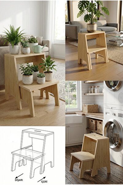 YüceerHome Yüceer Home Liva Çiçeklik | Safir Meşe MDF Saksı Standı, Dekoratif...