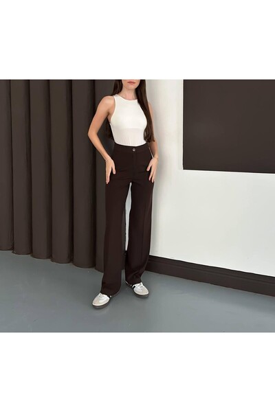 SUYA US WEAR High Waist Straight Leg Women's Fabric Trousers