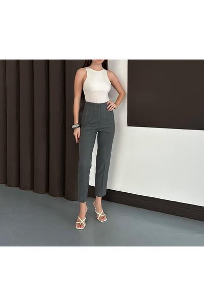 SUYA US WEAR بنطلون نسائي من القماش بخصر مرتفع - تصميم أنيق وكلاسيكي بأرجل مستقيمة