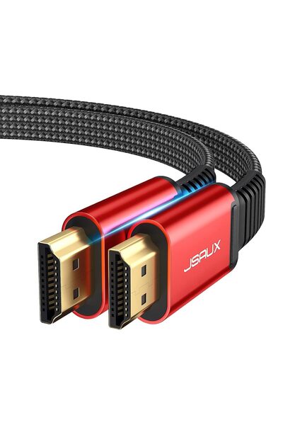 jsaux HDMI cable 1 meter, 4K 60Hz, high speed, nylon braided, red