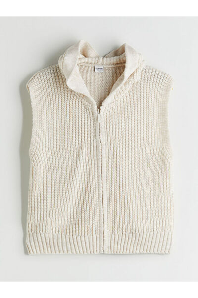 LC Waikiki Sparkling Choices Hooded Girls' Knitwear Vest from Shining Store