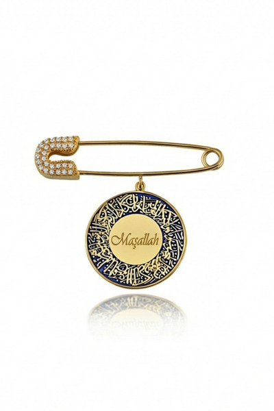 Parmas Design Bebek Yaka İğnesi Maşallah ve Nazar Ayeti Yazılı 925 Ayar Gümüş...