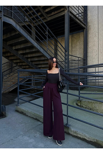 Caddebostan Moda Burgundy Loose Fabric Trousers Modern Premium Luxury Trend D...