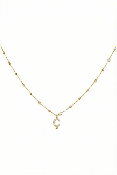 Queen Silver Jewelry 925 ayar gümüş. beyaz zirkon taşlı, top zincirli, harfli...