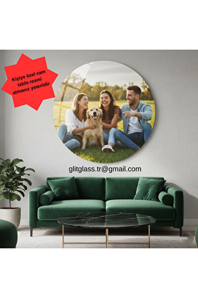 Glit Glass Kişiye Özel Fotoğraf Baskılı Yuvarlak Cam Tablo - İstediğiniz Resi...