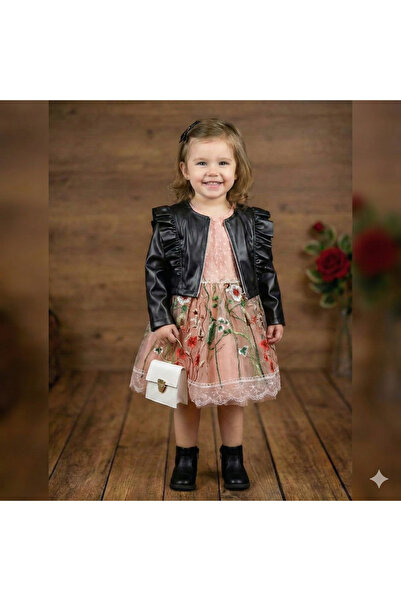 mj kids Girl's Leather Jacket and Tulle Bag Dress Set, 2-5 Years Old, Spring ...