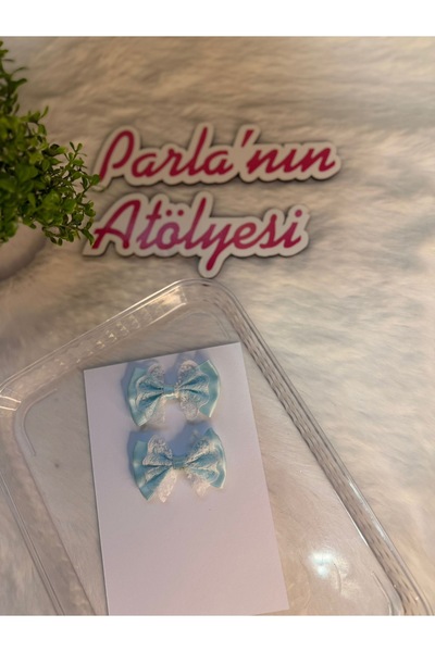 SOFT 2-пари блакитні мереживні бантики 0-3 роки для немовлят з рідким волосся...