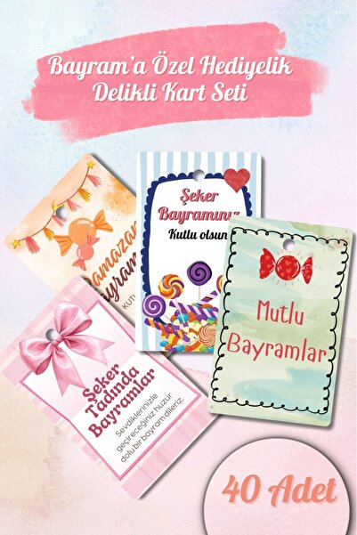 Sticker Ekspres Ramazan Bayramı Tebrik - Not - Hediye Paketleme Kartı 40 Adet...