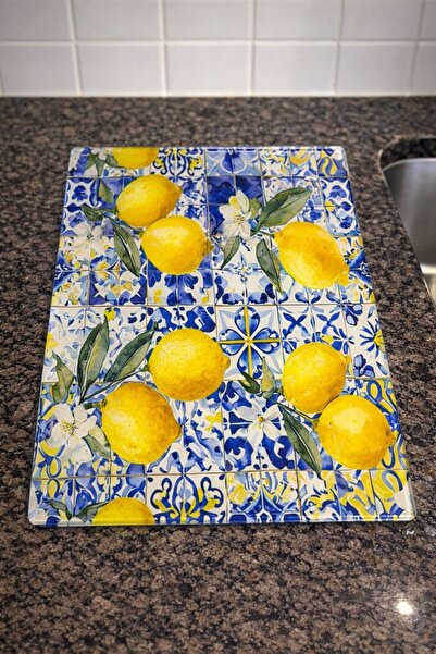 BZK Glass Cutting Board Tempered Glass Lemon Patterned