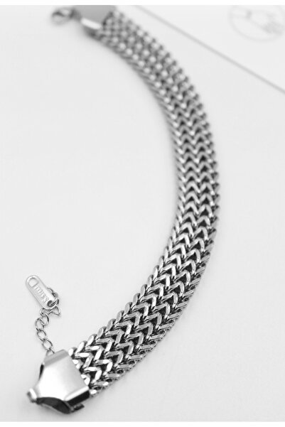 Ares 01 Store Gümüş Renk Çelik Örgü Tasarım Bileklik