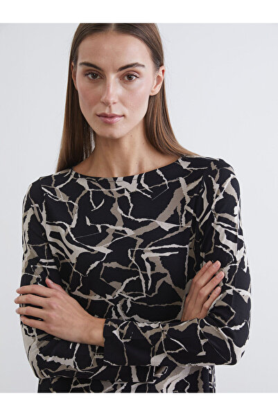 LC Waikiki Vizyon New Season Boat Neck Patterned Women's T-Shirt