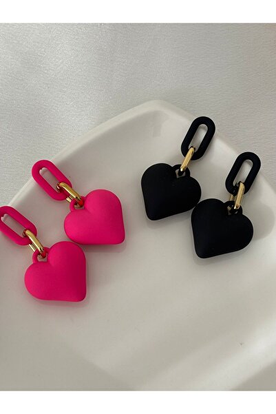 BIJUTERI Heart Figure Chain Detailed Earrings