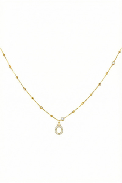 Queen Silver Jewelry 925 ayar gümüş. beyaz zirkon taşlı, top zincirli, harfli...
