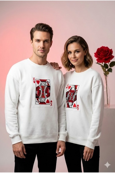 PERISENSE Dear Couple Combination Printed 2-Piece Cotton 3-Yarn Hoodless Over...