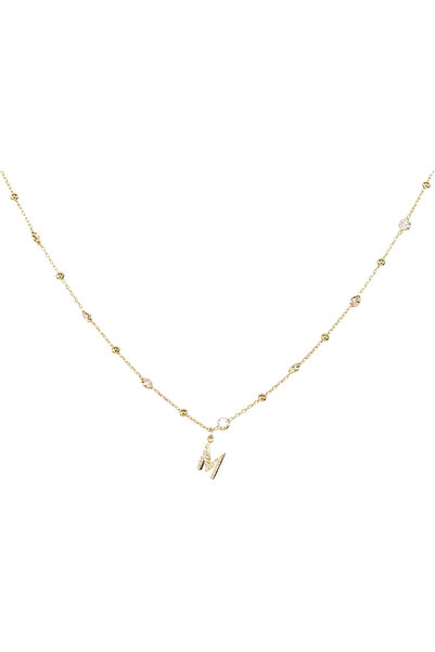 Queen Silver Jewelry 925 ayar gümüş. beyaz zirkon taşlı, top zincirli, harfli...