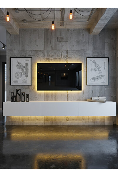 online fırsat mutlu ol mutlu kal RESİTAL LEDLİ DUVARA MONTE TV SEHPASI - BEYA...