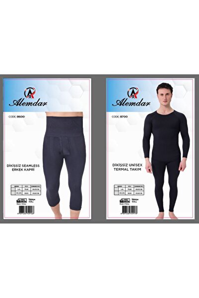 Alemdar Men's Black Thermal Suit - Bottom and Top Set