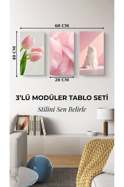 Arzande 3 Parça Modüler Metal Tablo Seti Çerçevesiz Modern Seri Kolay Montaj