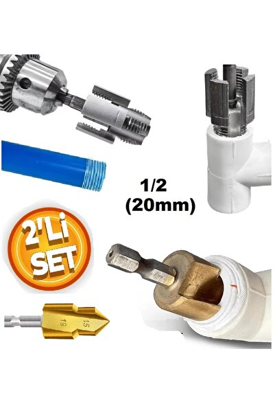 Saatistan PVC PPRC Boru İç Dış Diş Açma Aparatı 1/2" Yiv Paso Açma Anahtarı