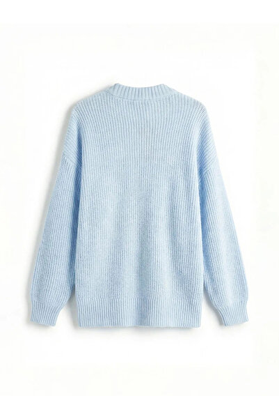 LC Waikiki Blue Crew Neck Oversize Women's Knitwear Sweater