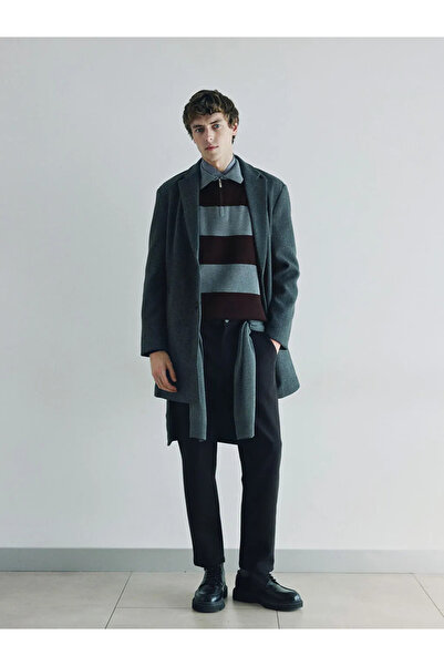 LC Waikiki Anthracite Standard Fit Men's Cashmere Coat