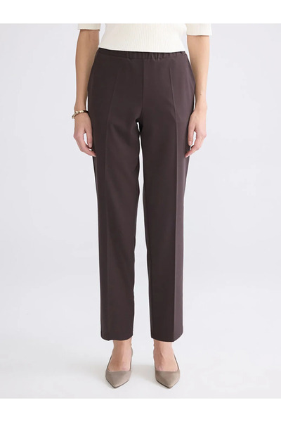LC Waikiki Brown Elastic Waist Women's Trousers