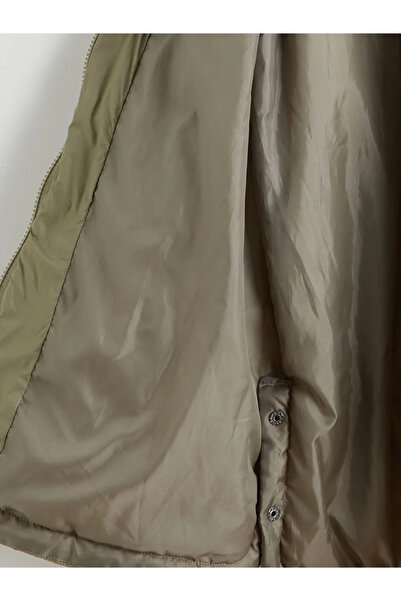 LC Waikiki Khaki Hooded Quilted Women's Puffer Coat