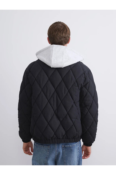 LC Waikiki Black Standard Fit Hooded Men's Puffer Jacket