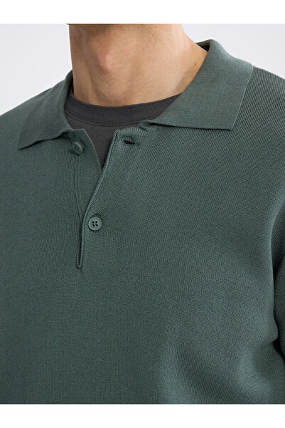 LC Waikiki Green Polo Neck Men's Knitwear Sweater