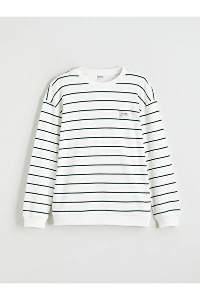 LC Waikiki Зелена велосипедна яка Раирана мъжка суитшърт