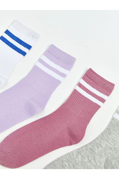 LC Waikiki Бели чорапи с ивици за момичета, 7 чифта