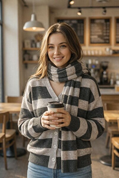 Elfin Women's Scarf Knitwear Cardigan