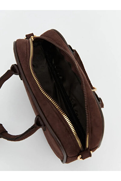 LC Waikiki Brown Suede Women's Shoulder Bag with Scarf Accessory