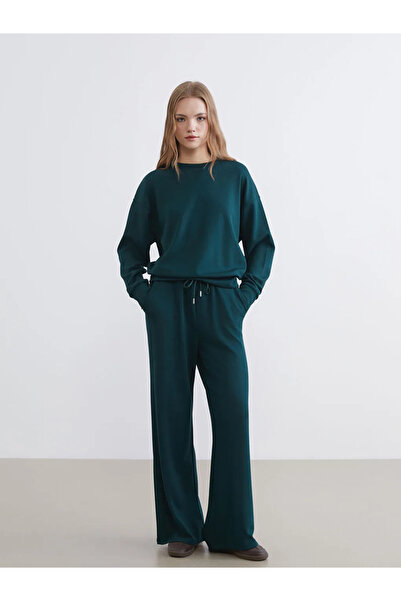 LC Waikiki Green Crew Neck Soft Touch Women's Sweatshirt