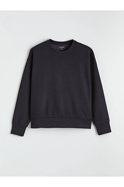 LC Waikiki Anthracite Crew Neck Soft Touch Women's Sweatshirt