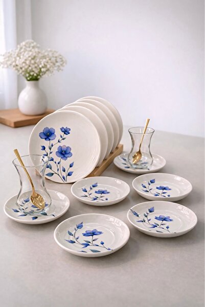 Hooly Home Purple Violet Model 6-Person 12-Piece Tea Set (6 Dessert Plates + ...