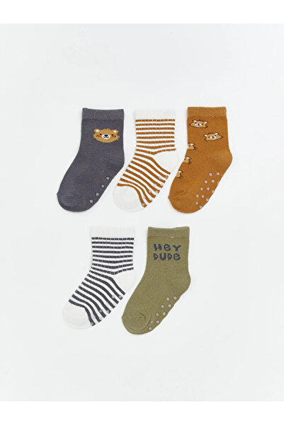 LC Waikiki Anthracite Patterned Baby Boy Socks, Pack of 5