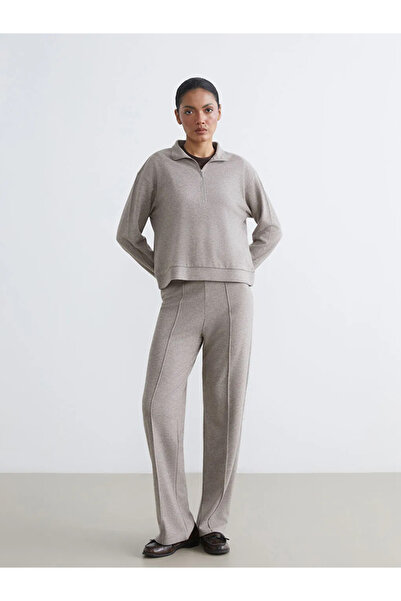 LC Waikiki Brown Patterned Women's Sweatpants with Elastic Waist