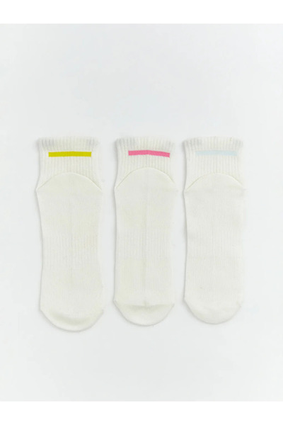LC Waikiki White Striped Women's Booties Socks 3-Piece
