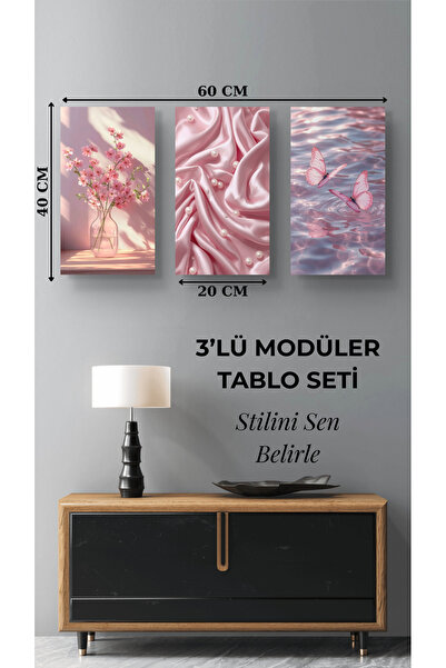 Arzande 3 Parça Modüler Metal Tablo Seti Çerçevesiz Modern Seri Kolay Montaj