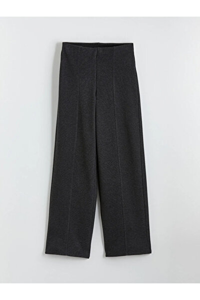 LC Waikiki Anthracite Elastic Waist Wide Leg Women's Trousers