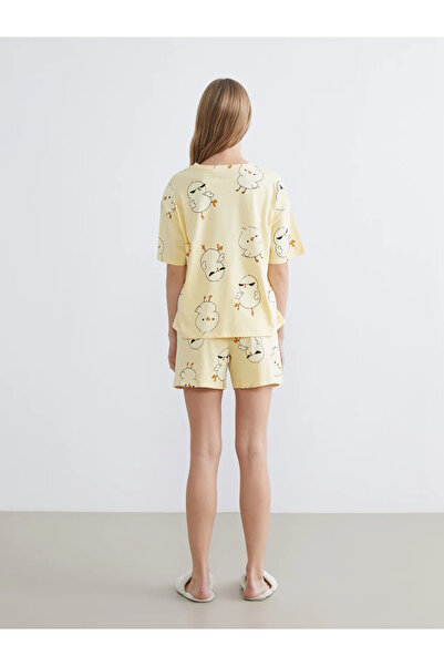 LC Waikiki Yellow Chick Printed Women's Shorts Pajama Set