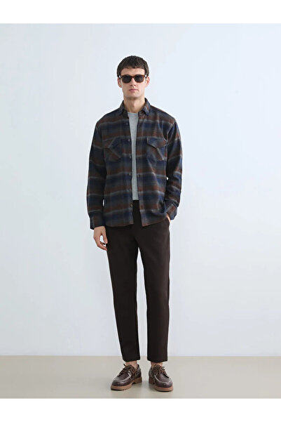 LC Waikiki Brown Regular Fit Plaid Patterned Men's Lumberjack Shirt